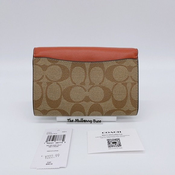 Coach C7374 Kleo Wallet In Signature Canvas Gold Khaki Multi NWT Org $250 - Picture 2 of 10
